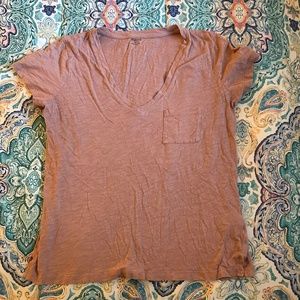 Madewell V-Neck Blush Pink/Purple Short Sleeve T-Shirt in Small